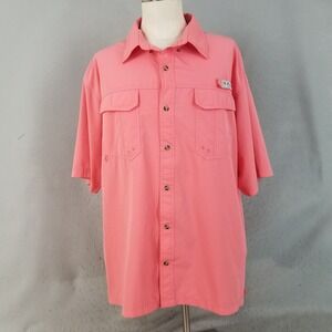 Bimini Bay Fishing Shirt Mens 3XL Pink Short Sleeve UPF UV Tropical Ventilated